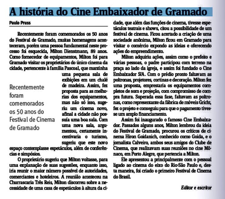 A História do Cine Embaixador de Gramado